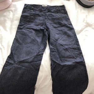 Wide leg chambray linen pants